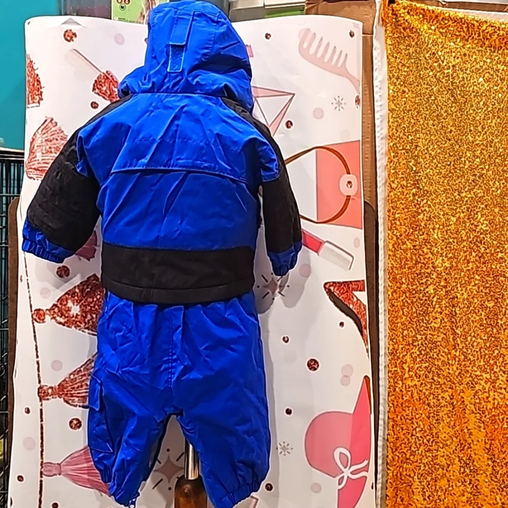 F Columbia 2 Piece Snow Suit Boy's infant Fleece Lined Blue Size 6 Months - Picture 4 of 7